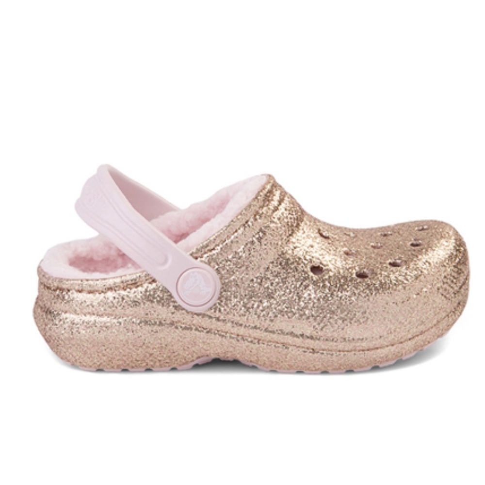 Crocs Classic Fuzz-Lined Glitter Clog Toddler